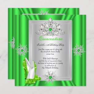 Quinceanera 15 Birthday Party Lime Green Heels Invitation