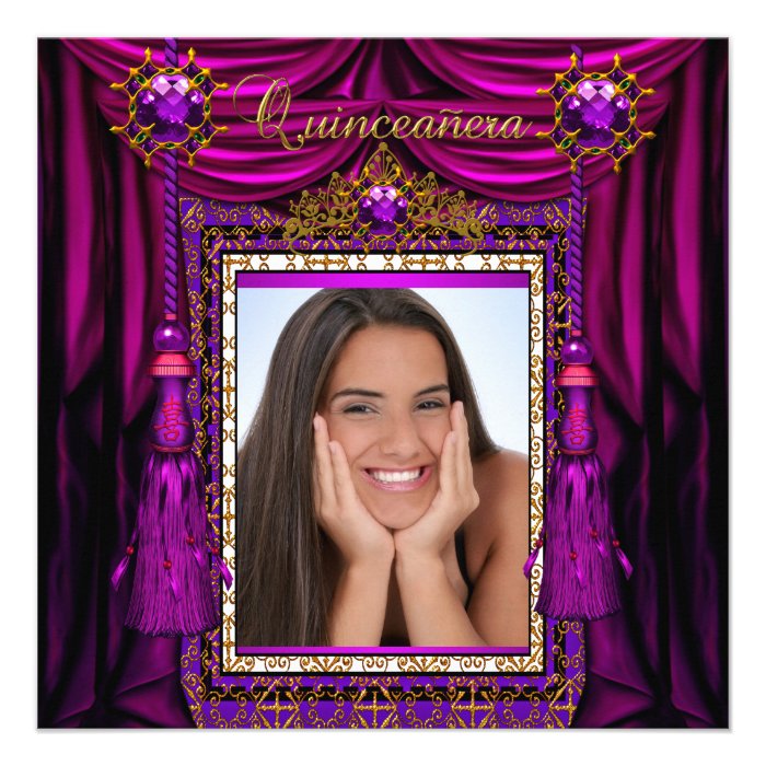 Quinceanera 15 Birthday Party Purple Pink Gold Personalized Invitation