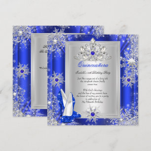 Quinceanera 15 Birthday Party Royal Blue Heels 2 Invitation