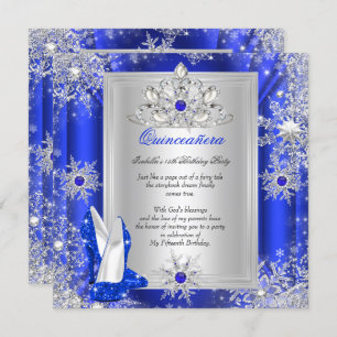 Quinceanera 15 Birthday Party Royal Blue Heels 2 Invitation