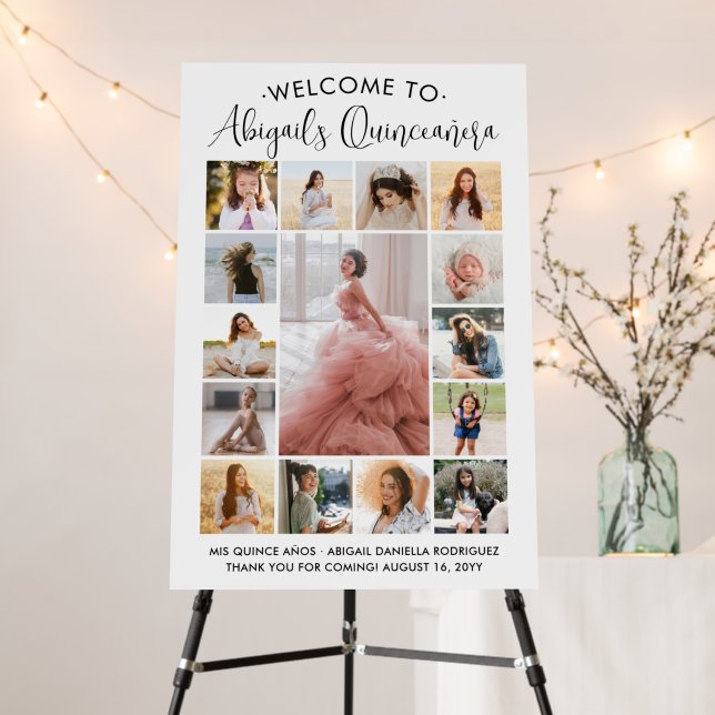 Quinceañera 15 Photo Collage Birthday Welcome Foam Board (In Situ (Stand))