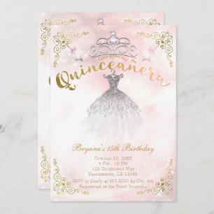 Quinceañera 15 Princess Sparkle Birthday Party Invitation