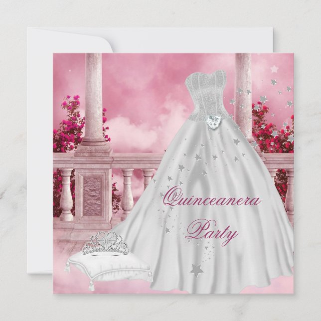 Quinceanera 15th 15 Birthday Party Tiara Invitation (Front)