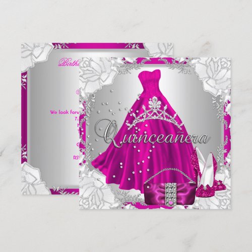 Quinceanera 15th 15 Birthday Pink Dress Shoes Custom Announcement