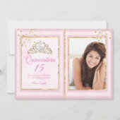 Quinceanera 15th Birthday Blush Pink Gold Photo Invitation (Front)