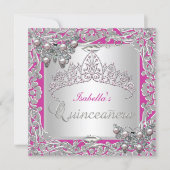 Quinceanera 15th Birthday Butterflies Silver Pink Invitation (Front)