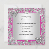 Quinceanera 15th Birthday Butterflies Silver Pink Invitation (Back)