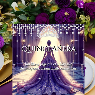 Quinceanera 15th Birthday Castle Purple Dress Invitation