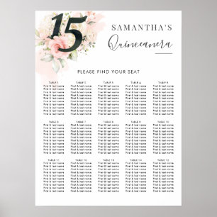 Quinceanera 15th Birthday Floral Seating Chart