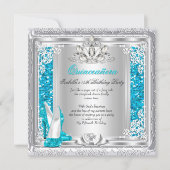 Quinceanera 15th Birthday Glitter Teal Shoes Invitation (Front)