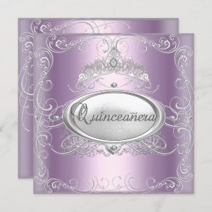 Quinceanera 15th Birthday Lilac Pink Silver Star Invitation