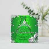 Quinceanera 15th Birthday Lime Green Dress Gown Invitation (Standing Front)