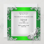Quinceanera 15th Birthday Lime Green Dress Gown Invitation (Back)