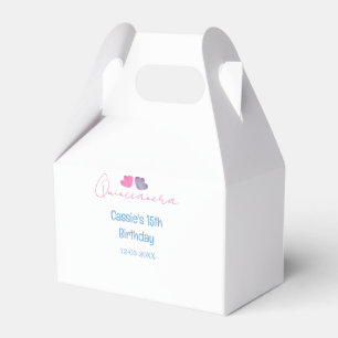 quinceanera 15th birthday name blue pink flower da favor boxes
