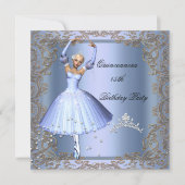 Quinceanera 15th Birthday Party Blue Ballerina Invitation (Front)