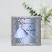 Quinceanera 15th Birthday Party Blue Ballerina Invitation (Standing Front)