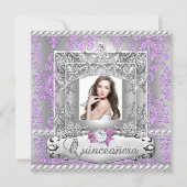 Quinceanera 15th Birthday Party Damask Lilac Invitation (Front)