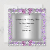 Quinceanera 15th Birthday Party Damask Lilac Invitation (Back)