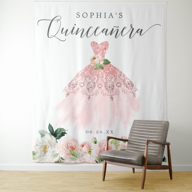 Quinceanera 15th Birthday Party Decor Backdrop (In Situ)