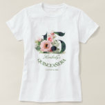 Quinceanera 15th Birthday Party Floral T-Shirt<br><div class="desc">Quinceanera 15th birthday party t-shirt</div>