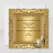 quinceanera 15th Birthday Party Gold Dress Tiara Invitation (Back)
