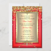 Quinceanera 15th Birthday Party Gold Red Photo Invitation (Back)