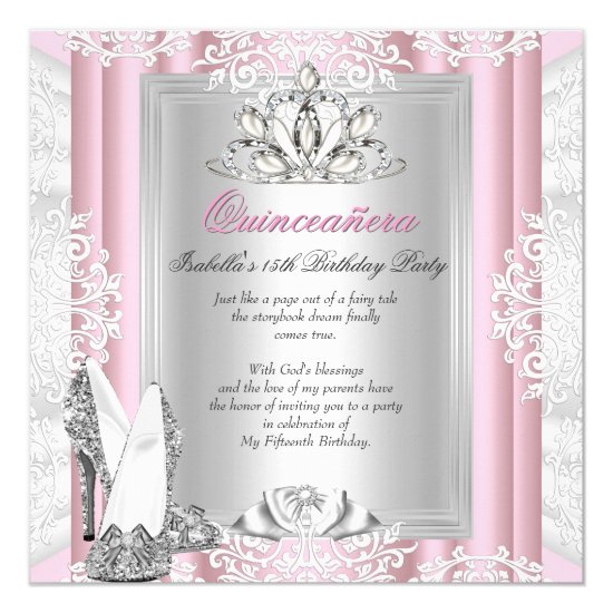 Quinceanera 15th Birthday Party Light Pink Shoes Card