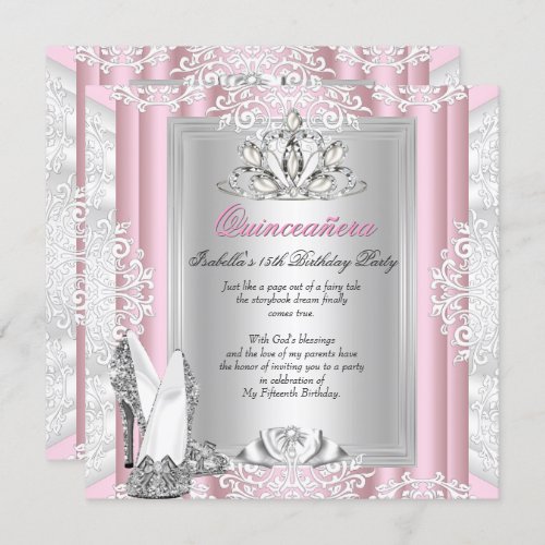 Quinceanera 15th Birthday Party Light Pink Shoes Invitation