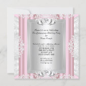 Quinceanera 15th Birthday Party Light Pink Shoes Invitation (Back)