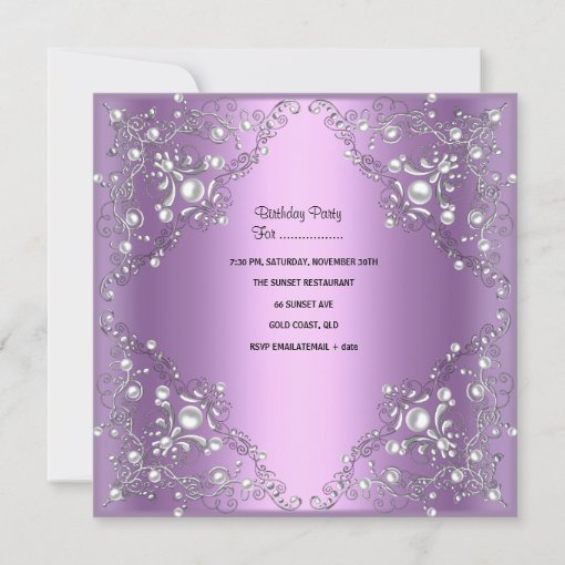 Quinceanera 15th Birthday Party Lilac Pearl Invitation | Zazzle