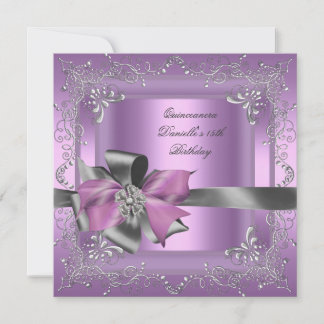 Quinceanera 15th Birthday Party Lilac Pink Silver Invitation