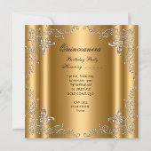Quinceanera 15th Birthday Party Masquerade Gold Invitation (Back)