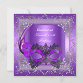 Quinceanera 15th Birthday Party Masquerade Purple Invitation (Front)