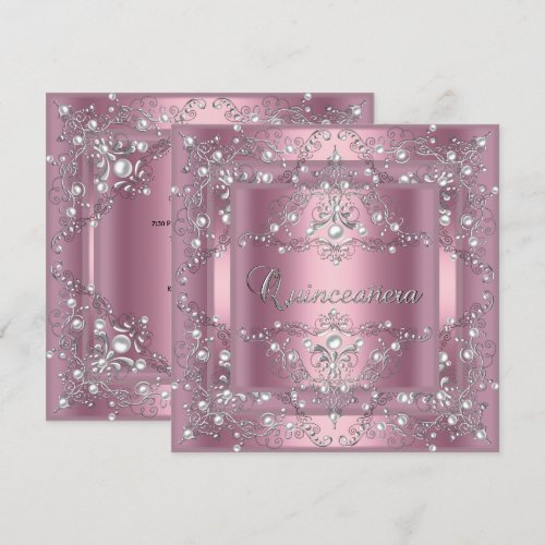 Quinceanera 15th Birthday Party Pink Pearl Custom Announcement
