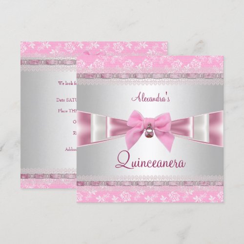 Quinceanera 15th Birthday Party Pink White Floral Announcement