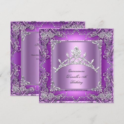 Quinceanera 15th Birthday Party Purple Personalized Announcements