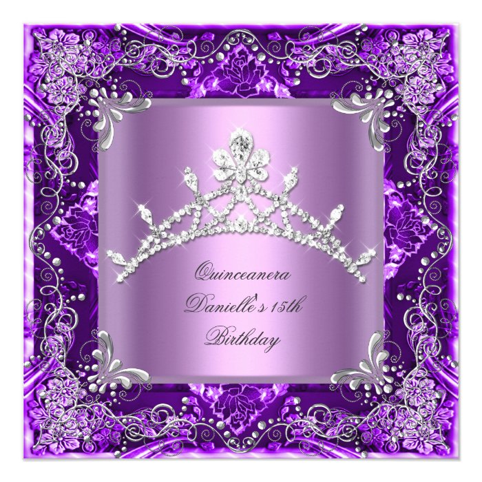 Quinceanera 15th Birthday Party Purple Lilac Announcements