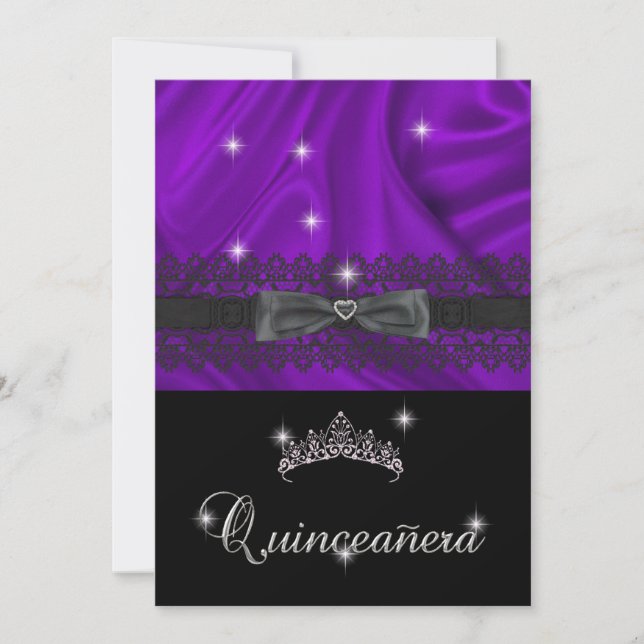 Quinceanera 15th Birthday Party Purple Silk Invitation (Front)