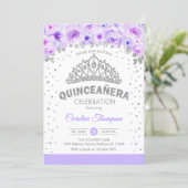 Quinceanera 15th Birthday Party - Silver Purple Invitation (Standing Front)