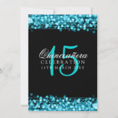 Quinceanera 15th Birthday Party Sparkles Turquoise Invitation (Back)