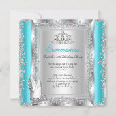Quinceanera 15th Birthday Party Teal Silver Shoes Invitation (Front)