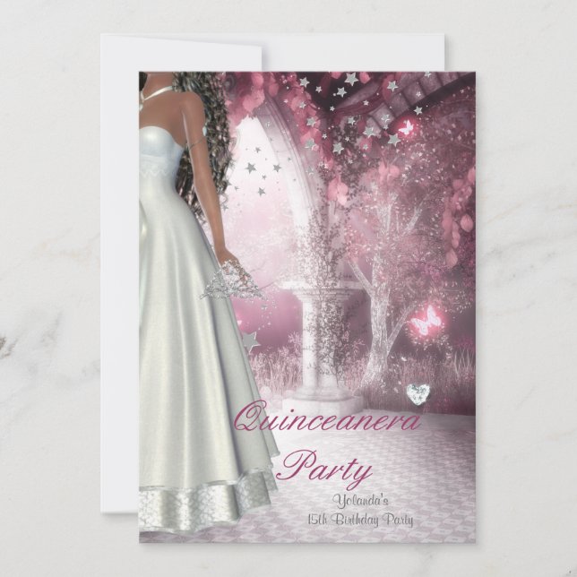 Quinceanera 15th Birthday Party White Dress Invitation (Front)