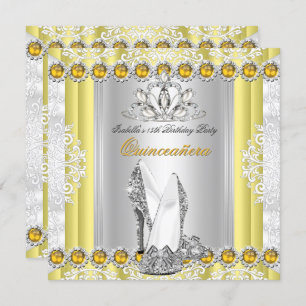 Quinceanera 15th Birthday Party Yellow Gold Invitation