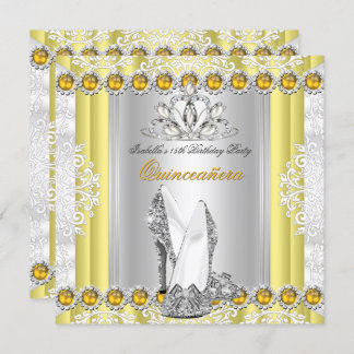 Quinceanera 15th Birthday Party Yellow Gold Invitation