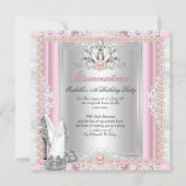 Quinceanera 15th Birthday Pearl Light Pink Heels Invitation (Front)