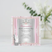 Quinceanera 15th Birthday Pearl Light Pink Heels Invitation (Standing Front)