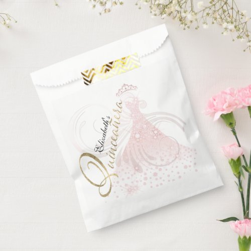 Quinceanera 15th Birthday Pink Dress Personalized  Favor Bag