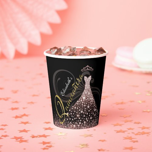 Quinceanera 15th Birthday Pink Dress Personalized  Paper Cups