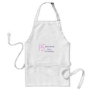 Quinceanera 15th birthday pink glitter template adult apron