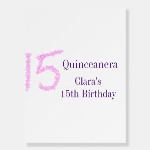 Quinceanera 15th birthday pink glitter template foam board